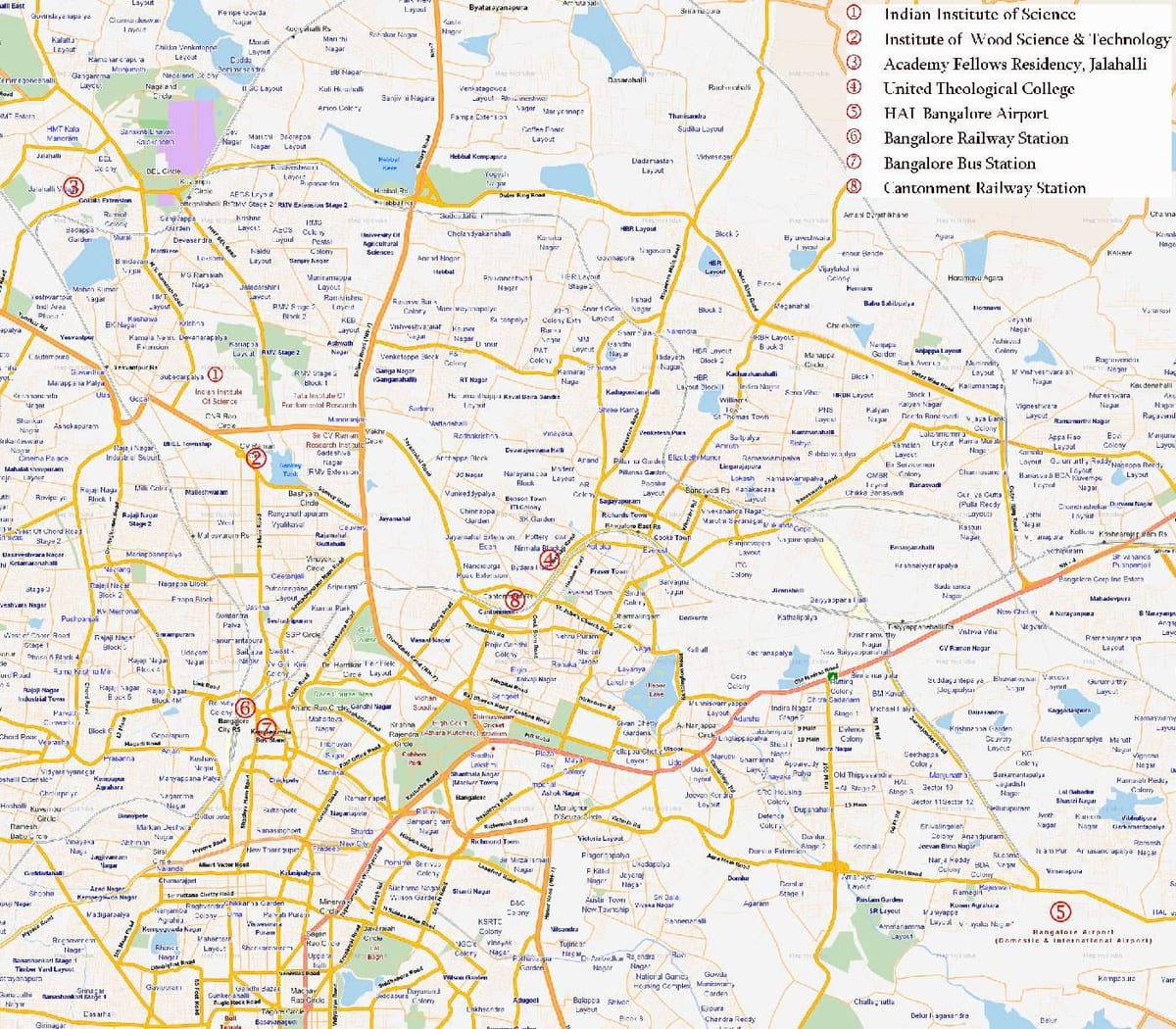route map Bangalore
