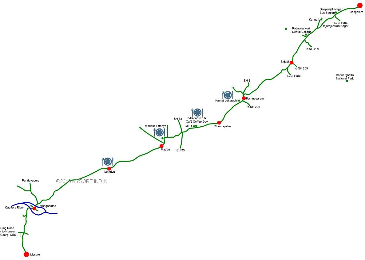 map from Bangalore to Mysore