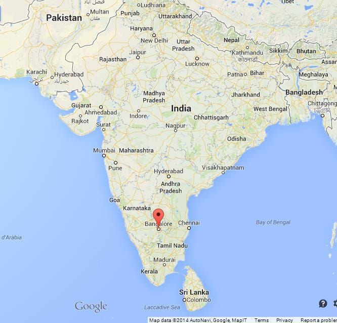 Banglore in map of india