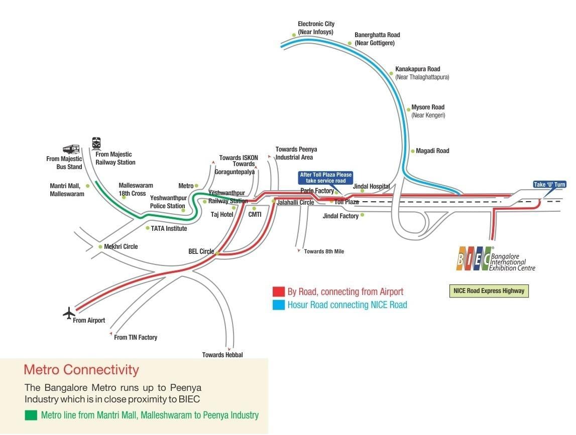 map of Bangalore International Exhibition Centre